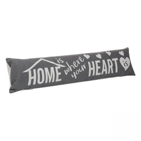Opritoare usa - Opritor usa, anti curent, gri, " Home is where your heart is", 90x20cm
