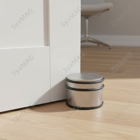 Opritoare usa - Opritor metalic pentru usa, 9,5x7 cm, baza antialunecare,  cu 3 margini de cauciuc, 1.1 kg
