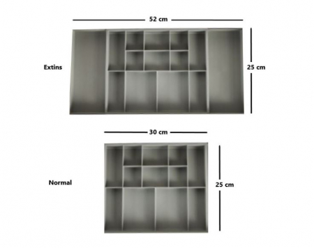 Organizator extensibil pentru sertar, plastic, gri, 30/52cmx25cmx3.8 cm [1]