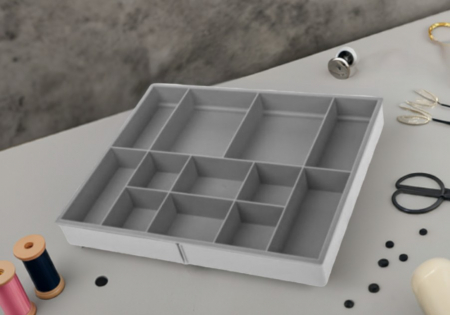 Huse si cutii depozitare - Organizator extensibil pentru sertar, plastic, gri, 30/52cmx25cmx3.8 cm