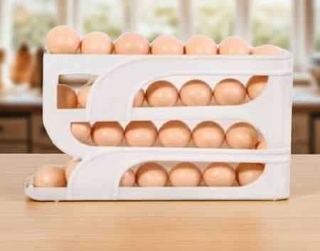 Bucatarie si servire - Organizator pentru 28 oua, 4 nivele si sistem de alunecare, 32x7x19.5 cm
