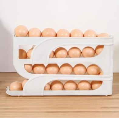 Home & Deco - Organizator pentru 28 oua, 4 nivele si sistem de alunecare, 32x7x19.5 cm