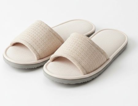 Papuci comozi, moi, din spuma si material textil, antiderapant, marime L/XL, bej [2]