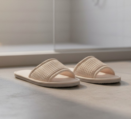 Papuci comozi, moi, din spuma si material textil, antiderapant, marime L/XL, bej [3]