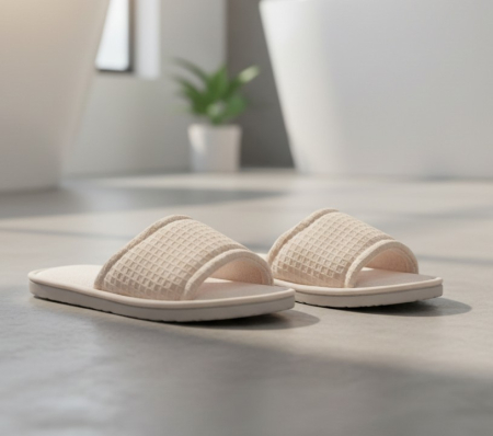 Papuci comozi, moi, din spuma si material textil, antiderapant, marime L/XL, bej [1]