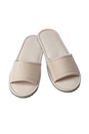 Baie - Papuci comozi, moi, din spuma si material textil, antiderapant, marime L/XL, bej