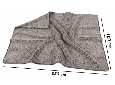 Patura moale si confortabila, cu doua fete, 220x150 cm, taupe, imitatie blana [2]