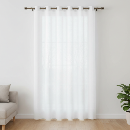 Perdea alba cu inele, cu tesatura reliefata, 140x260 cm [2]