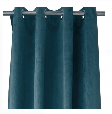Covoare si perdele - Perdea decorativa cu inele, eleganta, bleumarin, Syamag, 140x260 cm
