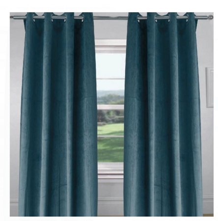 Perdea decorativa cu inele, eleganta, bleumarin, Syamag, 140x260 cm [2]