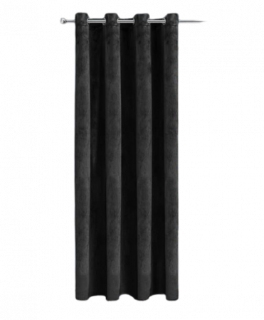 Covoare si perdele - Perdea decorativa cu inele, eleganta, neagra, Syamag, 140x260 cm