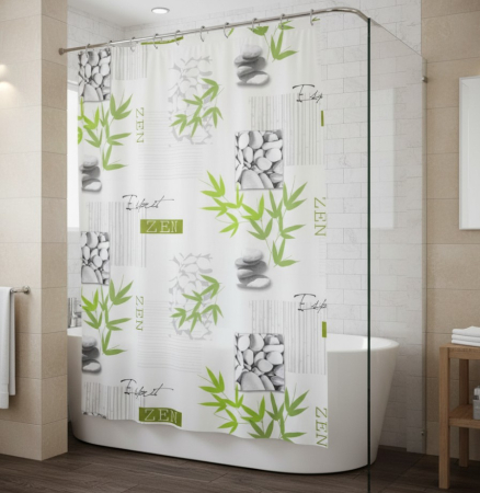 Perdea dus, model ZEN cu pietre si ramuri bambus, 180x180 cm, 12 inele incluse [3]