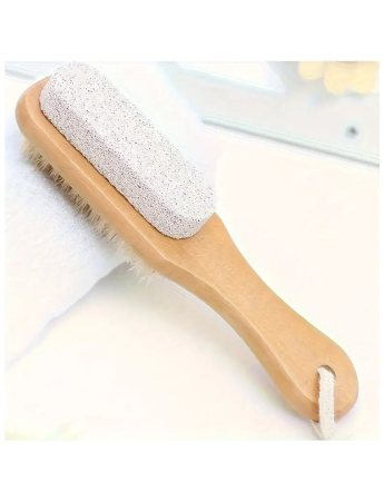 Toate produsele - Perie 2 in 1, cu piatra ponce, maner din lemn, 18 cm