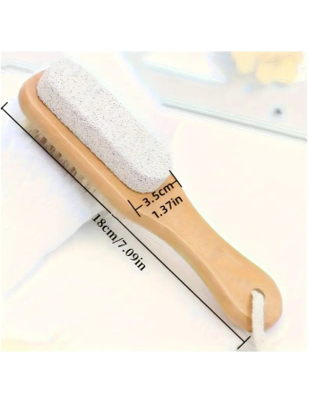 Perie 2 in 1, cu piatra ponce, maner din lemn, 18 cm [3]