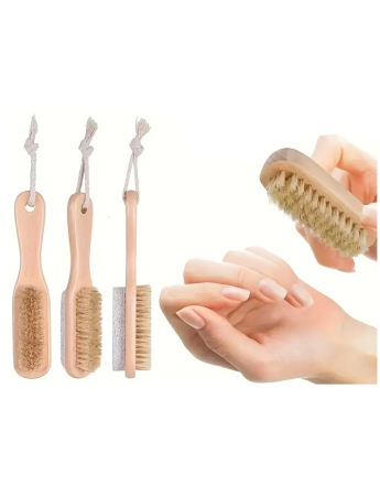 Perie 2 in 1, cu piatra ponce, maner din lemn, 18 cm [2]
