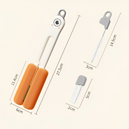 Perie de Curatat Pahare, Cani, Sticle, cu Maner Lung si Burete, Accesorii pentru Spalarea Paielor si Capacelor, usor de Agatat, 27.5x11.4x6 cm, Alb [5]