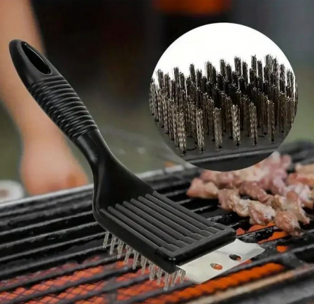 Bucatarie si servire - Perie de sarma cu razuitor, pentru gratar, 22 cm