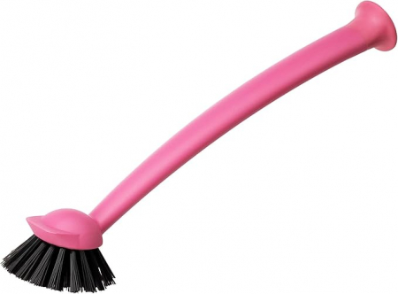 Bucatarie si servire - Perie de vase lunga, cu ventuza, roz, 29 cm