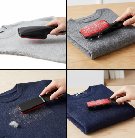 Set 2 buc perii mare/mica, pentru indepartarea scamelor, peria mare rotativa, peria mica pliabila, pentru haine si textile [1]