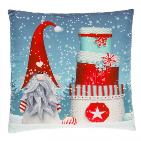 Craciun – Decoratiuni, costume si accesorii festive - Perna decorativa de Craciun, model cu gnom, 30x30 cm