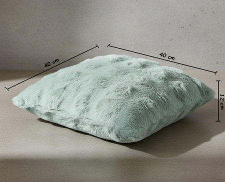 Perna decorativa, moale si catifelata, imitatie de blana, verde menta, 40x40x12 cm, model reliefat, cu fermoar [2]