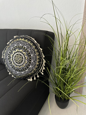 Paturi si perne - Perna decorativa rotunda, model mandala, 40x10 cm