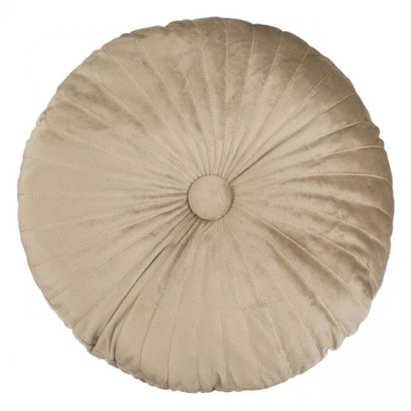 Paturi si perne - Perna decorativa, rotunda, velvet, bej, 38x10cm