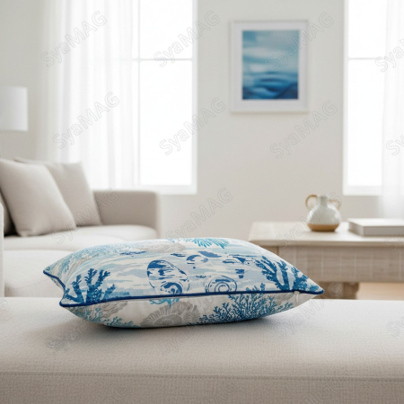 Perna decorativa, tema marina, alb albastru, 60x40x10 cm, cu doua fete [1]