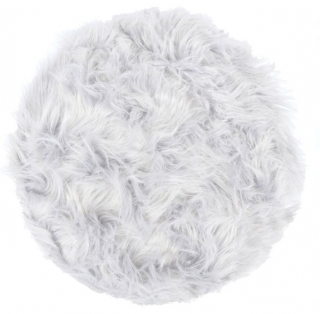 Paturi si perne - Perna rotunda pentru scaun, blana sintetica, alba, diametrul 34 cm