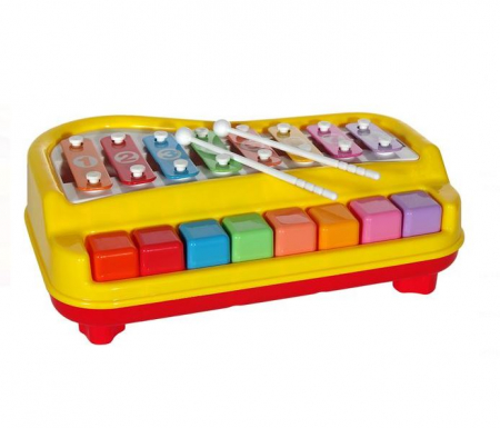 Jocuri si jucarii interactive - Joc interactiv, xilofon pentru copii, 8 baghete, multicolor, 45x40x30 cm