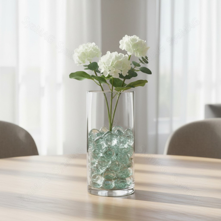 Pietre decorative lucioase, din sticla transparenta, alb verzui, 340 g, ideale pentru decoruri florale, aranjamente de evenimente, acvarii sau spatii de relaxare [3]