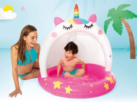 Piscine gonflabile - Piscina pentru copii, acoperita, model unicorn, Ø102 x 102 cm