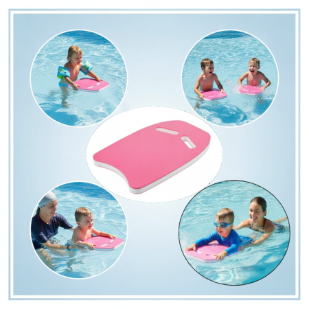 Accesorii inot si gonflabile - Placa inot pentru copii, cu manere, fucsia, 38x28x3 cm, 3 ani +