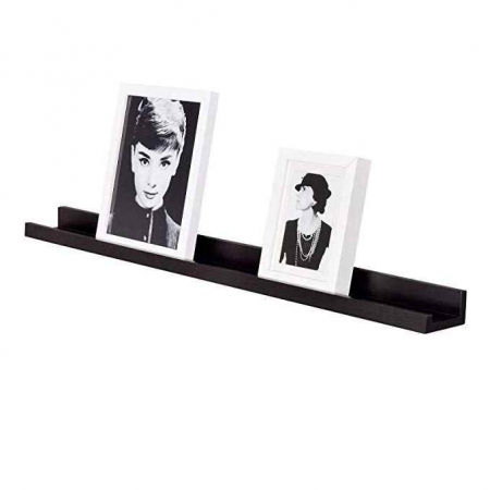Mobilier mic - Polita din MDF neagra, feronerie inclusa, 55x12 cm