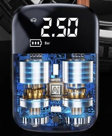 Pompa de aer, compresor ,portabila, 150 PSI, pentru anvelope si mingi, 2000 mAh, afisaj digital [4]
