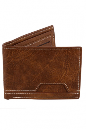 Portofel pliabil din piele ecologica, maro, 13x10 cm [0]