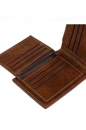 Portofel pliabil din piele ecologica, maro, 13x10 cm [1]