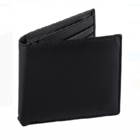 Rucsacuri, curele si accesorii - Portofel pliabil din piele ecologica, negru, 13x10 cm