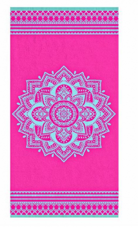 Prosoape si rogojini - Prosop de plaja bumbac, model mandala, 150x75 cm