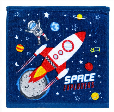 Ingrijire copii - Prosop pentru copii, bumbac, cu planete, 30x30 cm