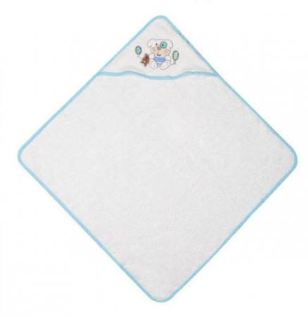 Ingrijire copii - Prosop tip halat de baie pentru bebelusi, model cu ursulet, 75x75 cm