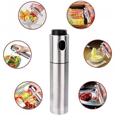 Bucatarie si servire - Pulverizator ulei, spray, material otel inoxidabil, manual, 100 ml, 17.7 x 4 cm, argintiu
