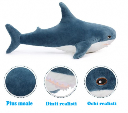 Jucarii de plus - Rechin de plus, albastru, 55 cm
