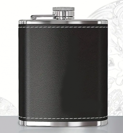 Promotii - Recipient metalic, portabil, pentru whisky, coniac, vodca, scotch, 240 ml