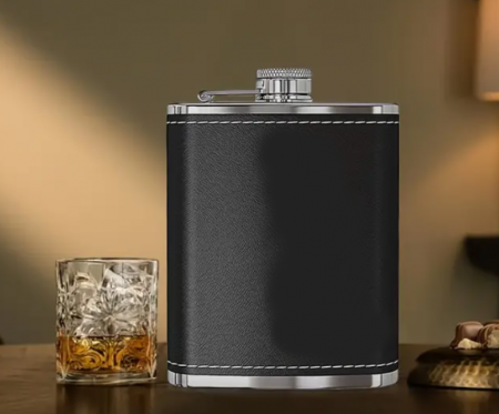 Recipient metalic, portabil, pentru whisky, coniac, vodca, scotch, 240 ml [4]