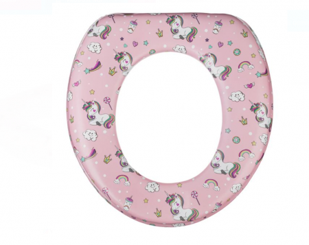 Reductor WC roz cu unicorni pentru copii - 29x27cm [1]