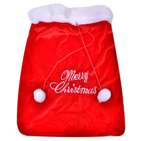 Toate produsele - Sac pentru cadouri catifelat,alb-rosu,  "Merry Christmas",  35x43cm