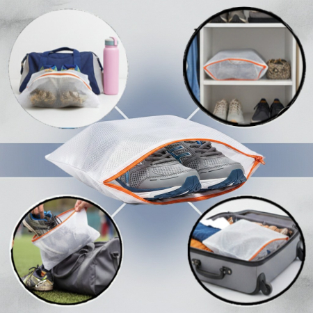 Organizare si depozitare - Husa cu fermoar, tip saculet, pentru depozitare incaltaminte, 48x22 cm, poliester