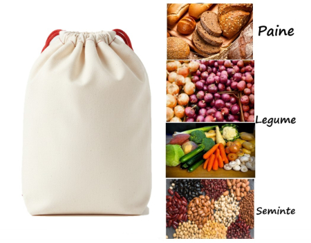 Saculet din bumbac, pentru paine, legume si seminte, 3.3 Litri [0]