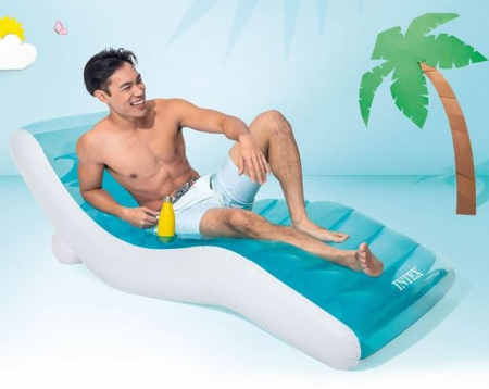 Saltea gonflabila pentru plaja si piscina, tip sezlong, model curbat, turcoaz, 1.9 x 0.9 m [1]